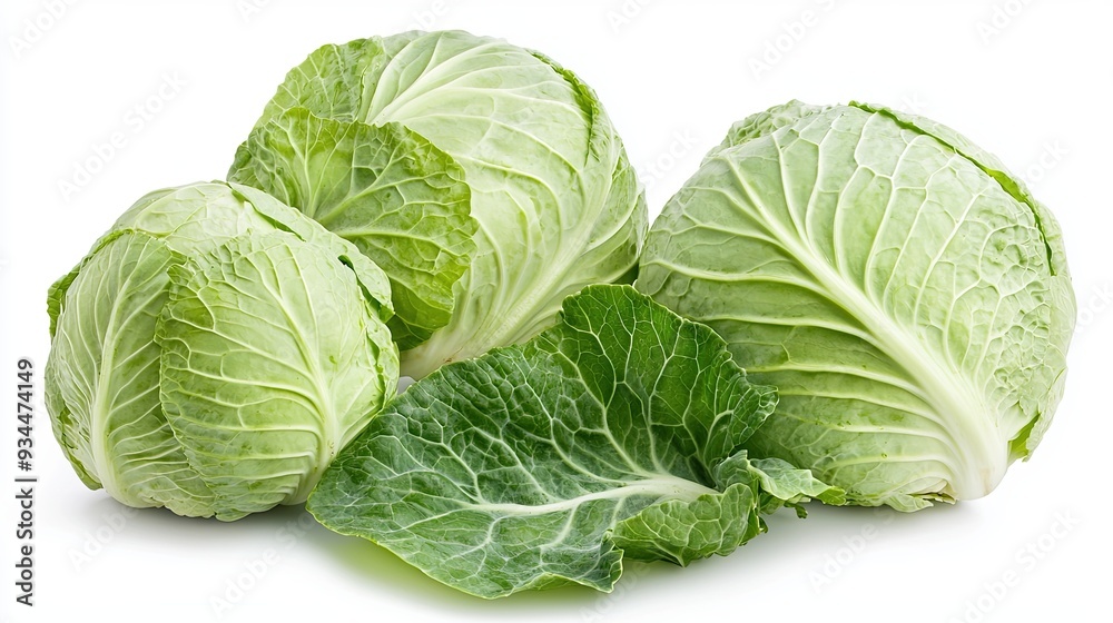 Fresh Green Cabbages Isolated White Background Showcasing Their Vibrant Leaves Healthy Appearance Fresh Green Cabbages Isolated White Background Showcasing Their Vibrant Leaves Healthy Appearance