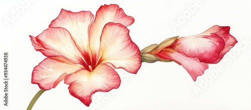 Wallpaper Mural Watercolor illustration of a close up view of a pink and red adenium flower Torontodigital.ca