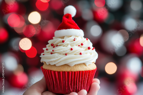 christmas cake, cupcake Merry Christmas, end of year, new year, santa claus, santa hat, celebrating holiday, december, christmas, santa claus, holiday, hat, santa claus, xmas, celebration