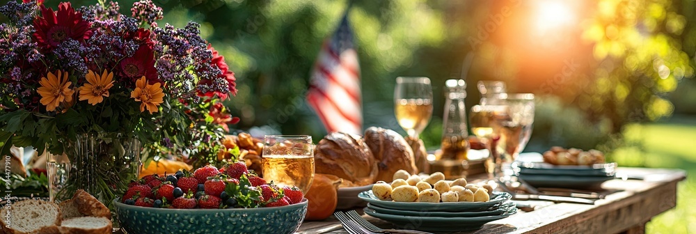 Inviting Labor Day Gathering Around Outdoor Dining Table Adorned With Festive Foods and Decorations Inviting Labor Day Gathering Around Outdoor Dining Table Adorned With Festive Foods and Decorations
