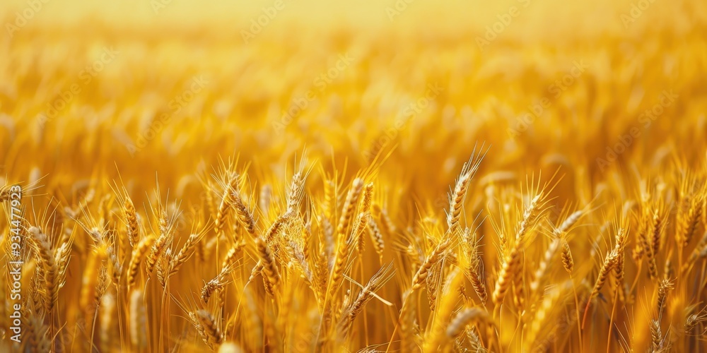 Golden colored wheat stems in a vast yellow field after harvesting Shallow depth of field Golden colored wheat stems in a vast yellow field after harvesting Shallow depth of field