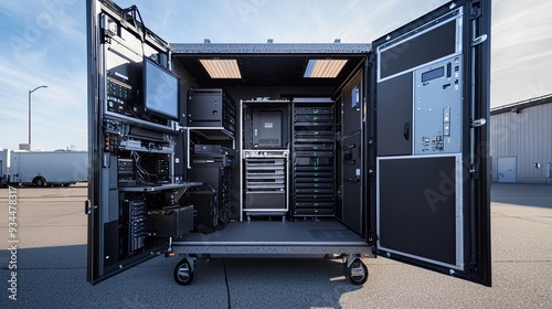 Portable Mobile Data Center With Compact Servers and IT Equipment Set Efficient Operations Outdoors