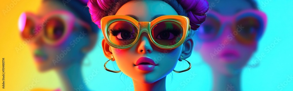 Obraz premium colorful 3d cartoon lady