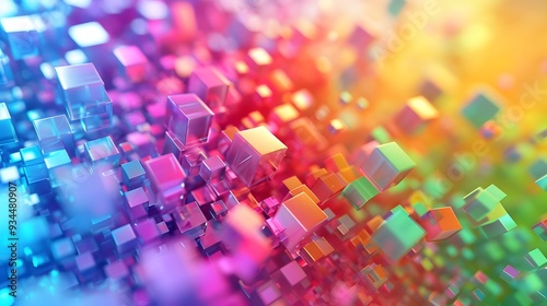 Abstract 3D background with an overabundance of mini rainbows  AI generated illustration photo