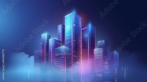 Abstract 3D style  art of a modern skyscraper  AI generated illustration