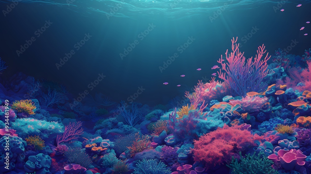 Fototapeta premium Abstract 3D style depiction of a thriving coral reef AI generated illustration
