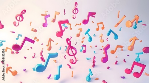 Abstract background featuring cute 3D musical notes popping AI generated illustration