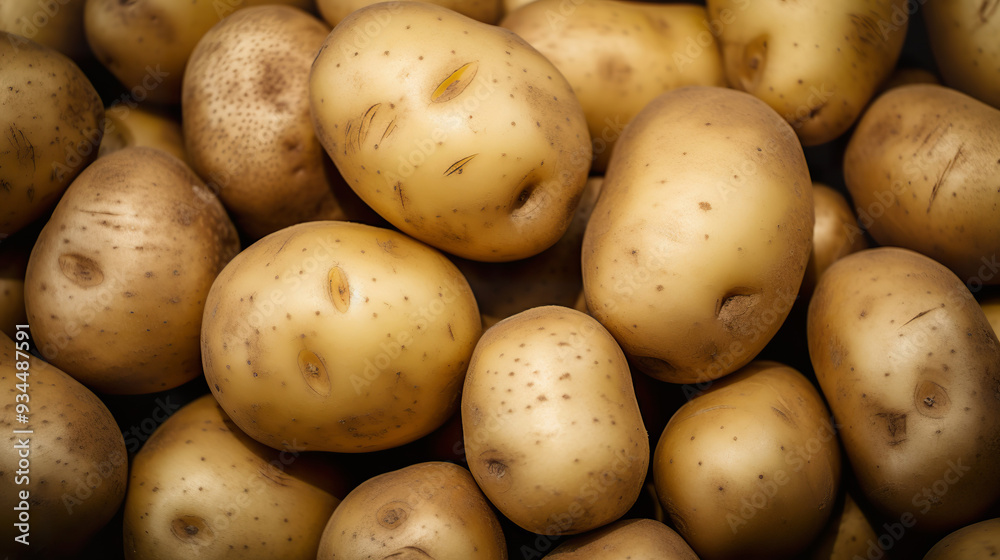 Fresh potatoes scattered on rustic wooden background Fresh potatoes scattered on rustic wooden background