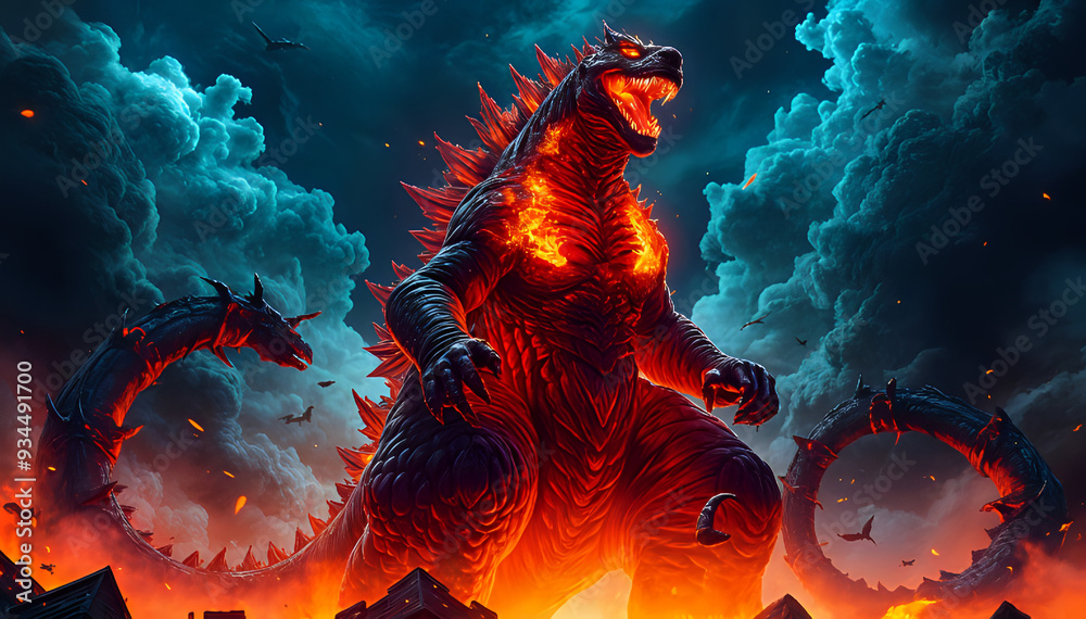 Obraz premium Lizard in the fire