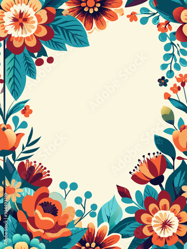 vector page frame, aquarelle floral design