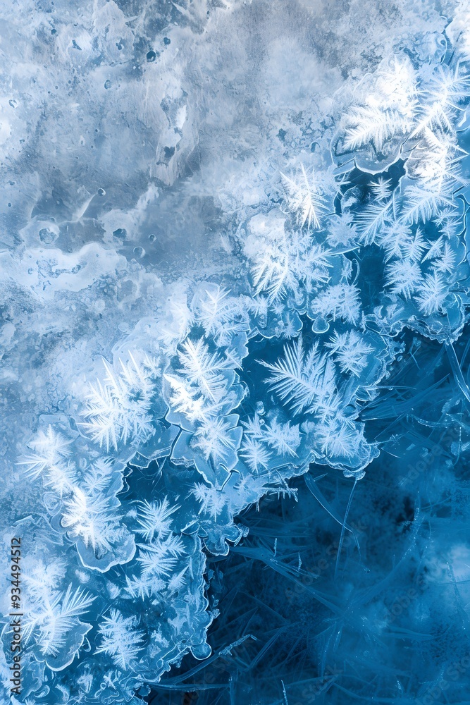 Fototapeta premium Abstract patterns of frost in a minimalistic context AI generated illustration