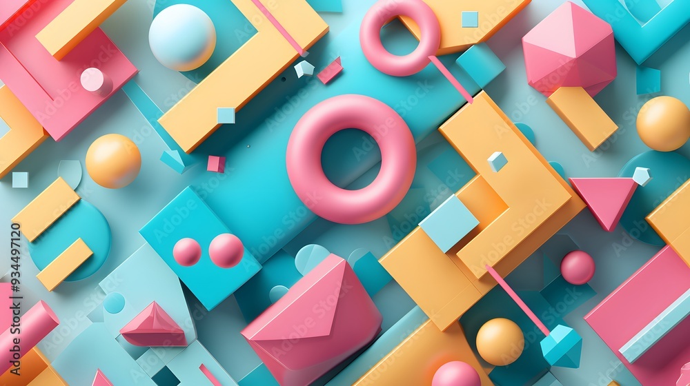 An abstract 3D style illustration featuring geometric shapes AI generated illustration An abstract 3D style illustration featuring geometric shapes AI generated illustration