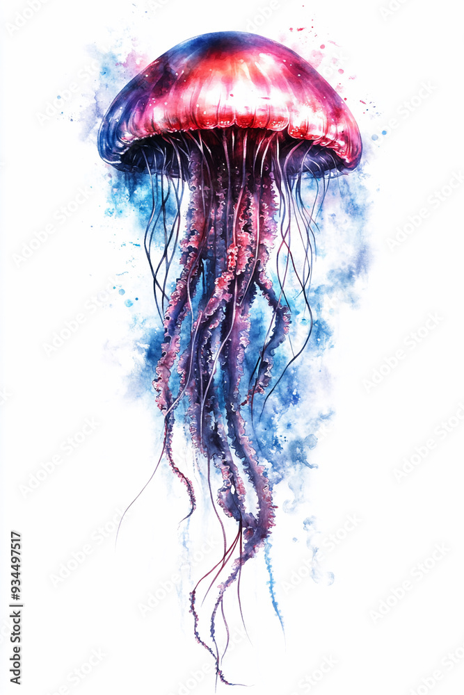 Fototapeta premium Double exposure Realistic Jellyfish with jungle foliage