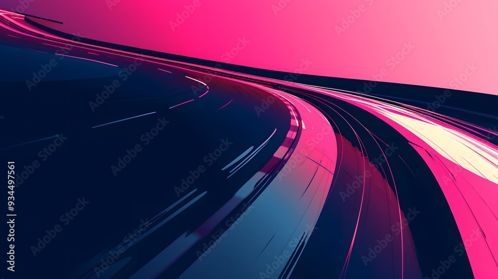 An abstract representation of a racing track with minimalist style AI generated illustration An abstract representation of a racing track with minimalist style AI generated illustration