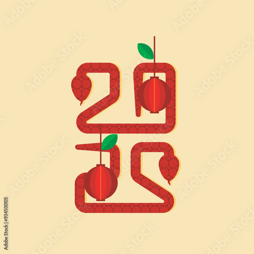 flat illustration of snake. element of chinese new years photo