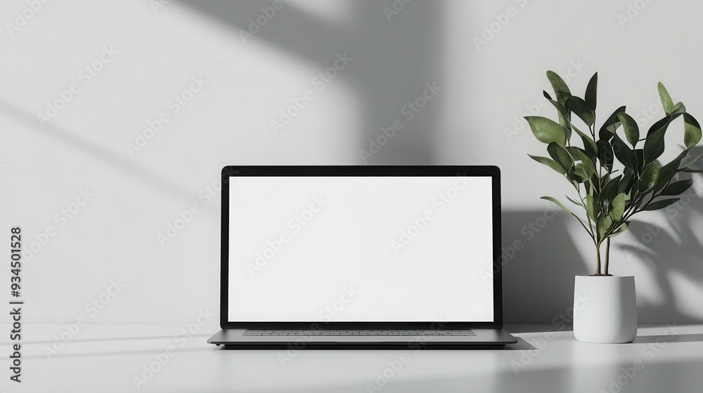 Minimalist blank screen laptop mockup template Minimalist blank screen laptop mockup template