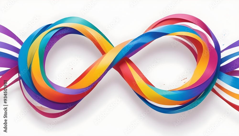 Colorful Infinity 3d Symbol Representing Neurodiversity and Inclusion made of laces papers paints