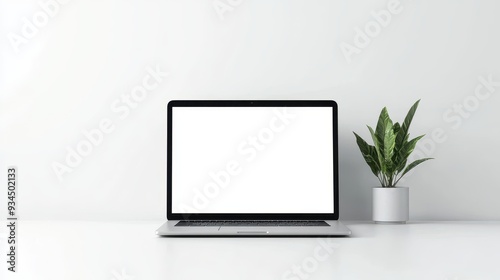Pure white display laptop mockup example