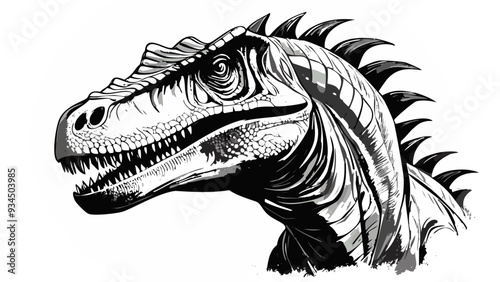 T Rex Tyrannosaurus Head Sketch Style - Animal Face Portrait
