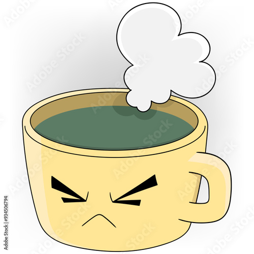 cute cartoon overheated cup expression