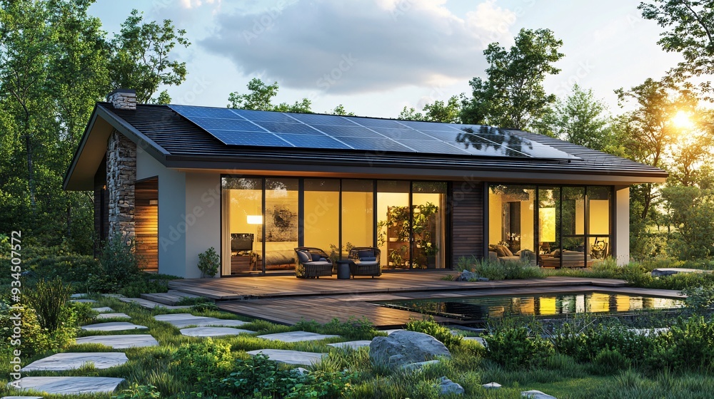 Eco-Friendly Home with Solar Roof Tiles Eco-Friendly Home with Solar Roof Tiles