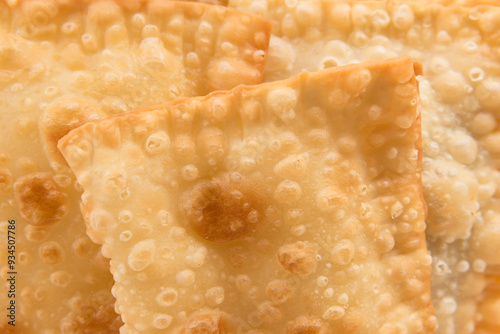 Homemade Pastel, traditional Brazilian snack in closeup