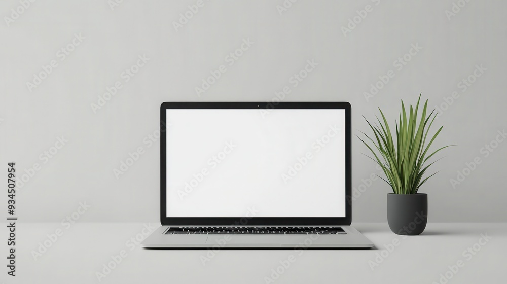 Minimalistic blank screen laptop mockup template