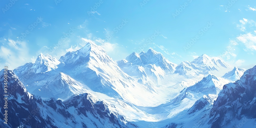 Snow mountains under a clear Snow mountains under a clear