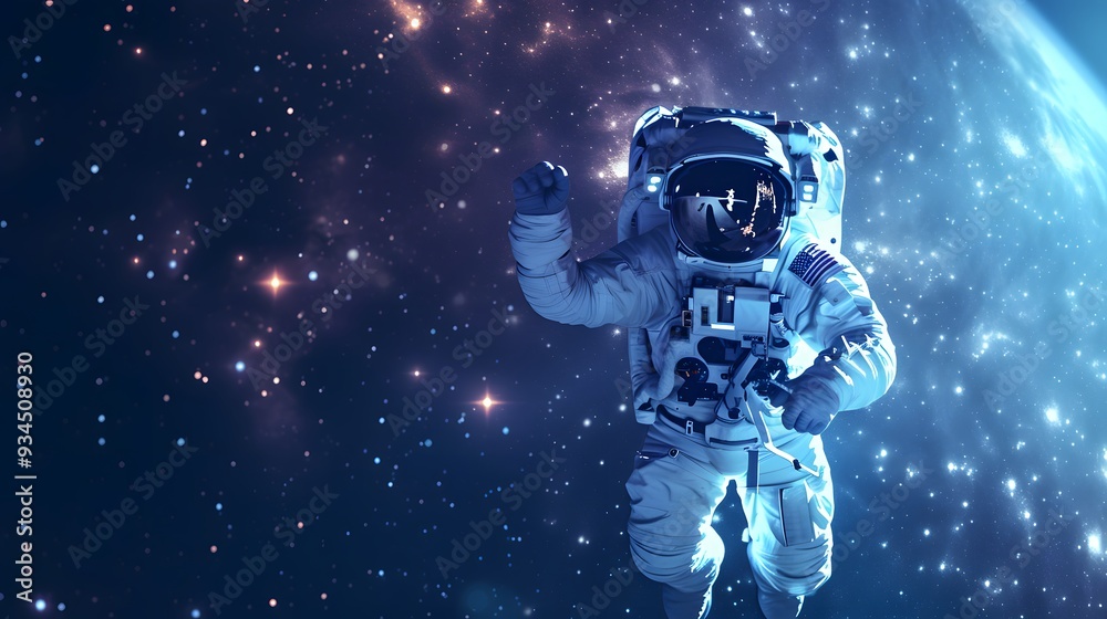 An astounding 3D illustration of an astronaut in space AI generated illustration An astounding 3D illustration of an astronaut in space AI generated illustration