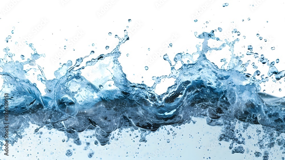 An elemental splash of cool blue water separated from a white background AI generated illustration An elemental splash of cool blue water separated from a white background AI generated illustration