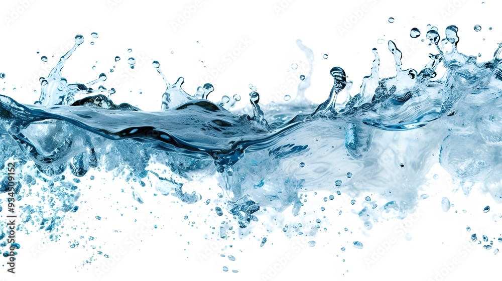 An elemental splash of cool blue water separated from a white background AI generated illustration An elemental splash of cool blue water separated from a white background AI generated illustration