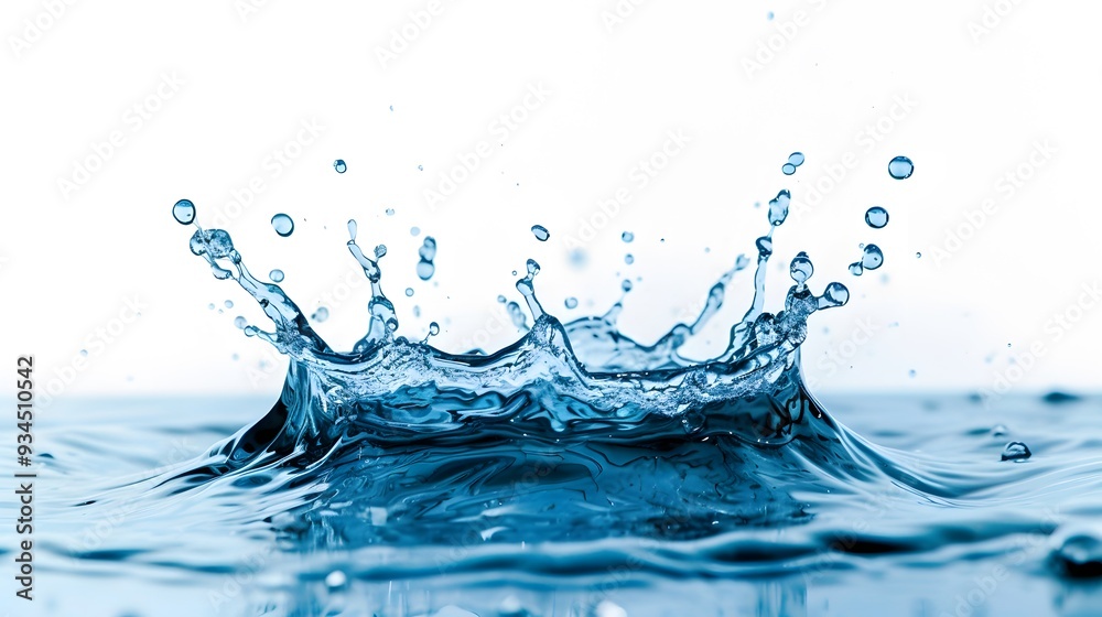 An isolated splash of azure water against a pale white background AI generated illustration An isolated splash of azure water against a pale white background AI generated illustration