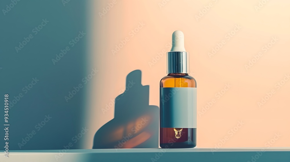 An open bottle of serum with dropper against a muted backdrop AI generated illustration An open bottle of serum with dropper against a muted backdrop AI generated illustration