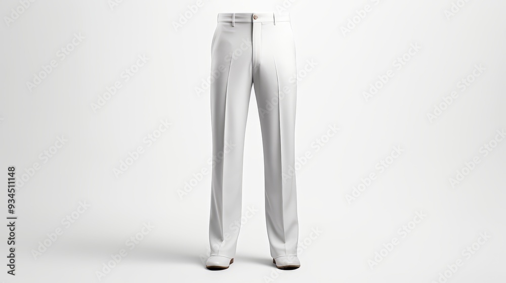 Monochrome men s trousers mockup in front view on white background for elegant apparel presentation Monochrome men s trousers mockup in front view on white background for elegant apparel presentation