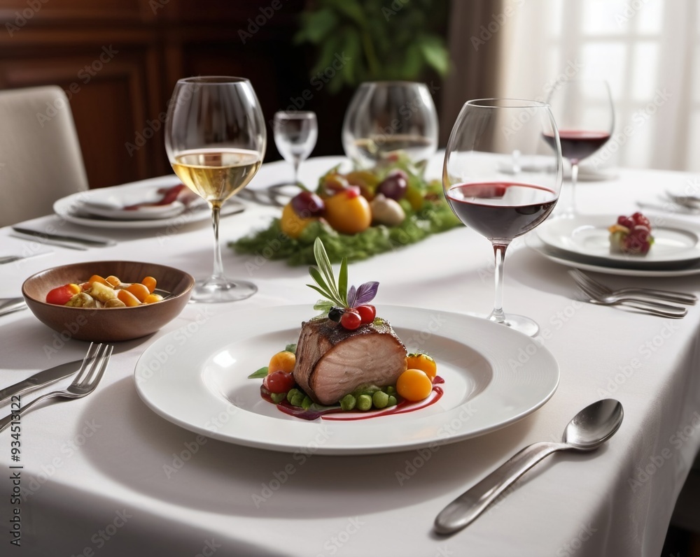 Lunch served on a beautiful table,AI generative. Lunch served on a beautiful table,AI generative.