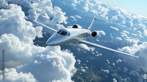 Sleek private jet soars through the clouds