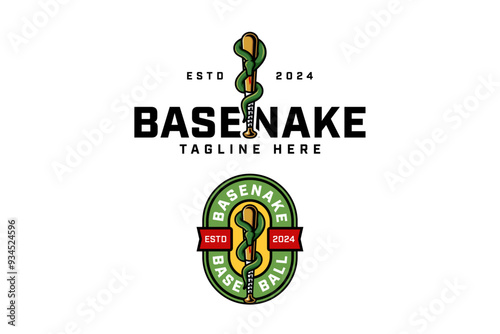 baseball bat with snake coil modern badge logo vector design collection for baseball sport club, tournament, t-shirt and merchandise designs 