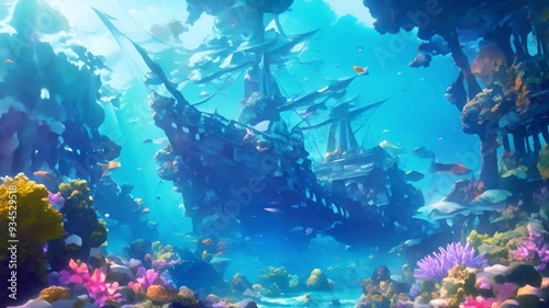 Sunken Ship in a Vibrant Underwater Paradise