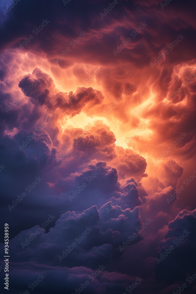 Cinematic display of lightning clouds in minimalistic approach AI generated illustration Cinematic display of lightning clouds in minimalistic approach AI generated illustration