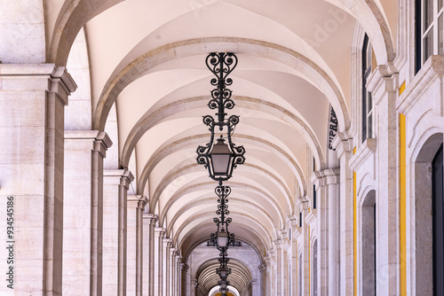 Portugal, Lisbon. An outdoor arched passageway at the Supreme Court. photo