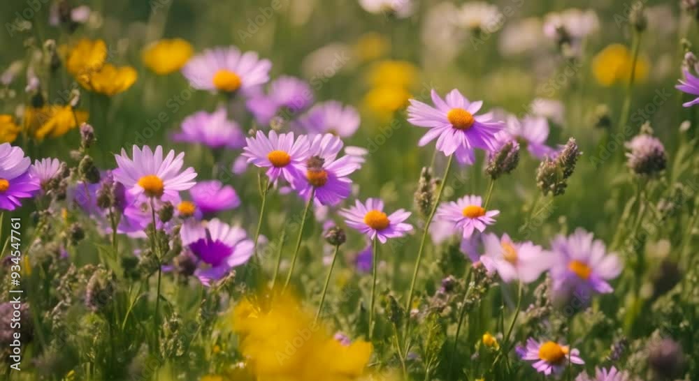 Summer alpine meadow with colorful wildflowers 4k animation Summer alpine meadow with colorful wildflowers 4k animation