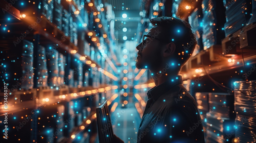 Digitalization in Action: Visionary Tech Expert Using Laptop in Futuristic Data Center with Cloud-Based Services Digitalization in Action: Visionary Tech Expert Using Laptop in Futuristic Data Center with Cloud-Based Services