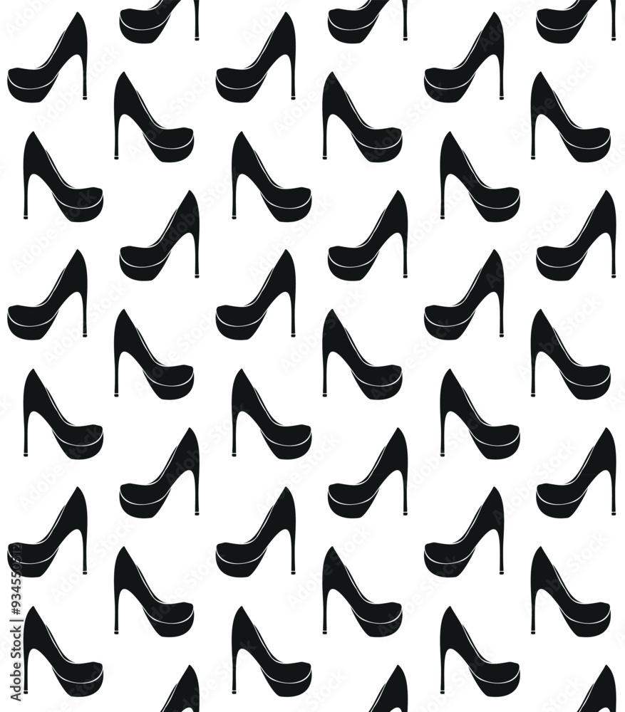 Vector seamless pattern of hand drawn sketch doodle female high heel shoe isolated on white background Vector seamless pattern of hand drawn sketch doodle female high heel shoe isolated on white background