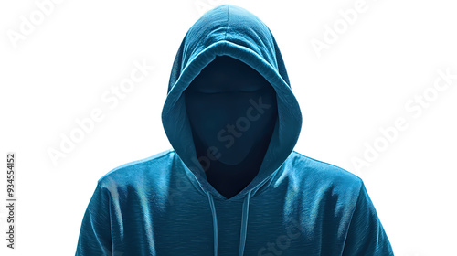 A person is wearing a blue hoodie and is looking away from the camera