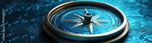 Compass with a career symbol on a blue isolated background for strategic direction in job search, Close-up shot, 3D Blender Style, studio lighting