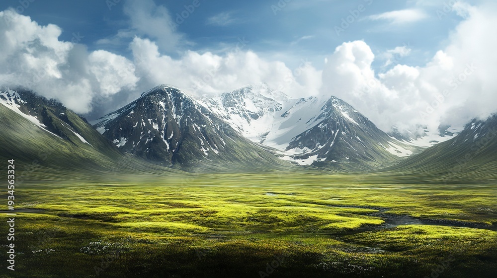Fototapeta premium Tundra stunning views with endless expanses of moss