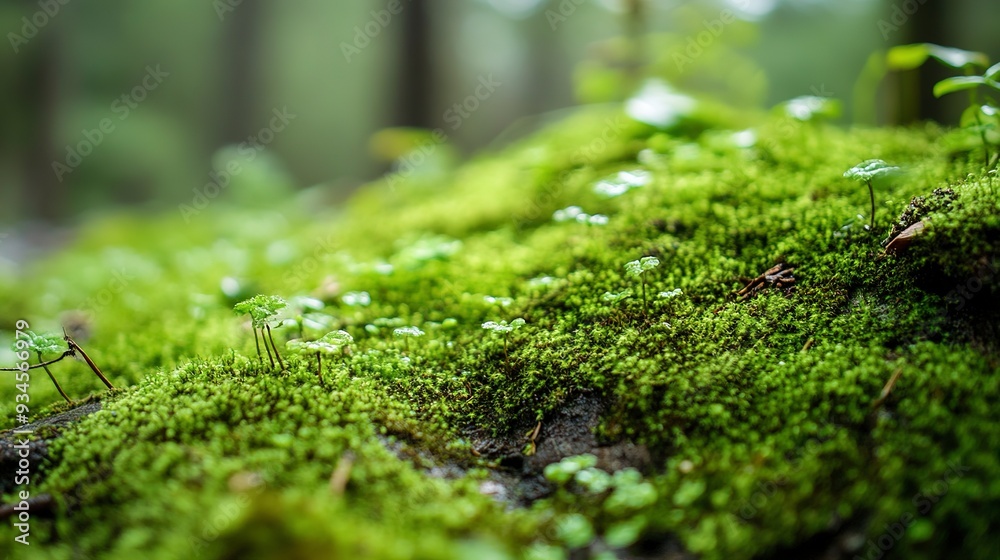Closeup on moss in the forest