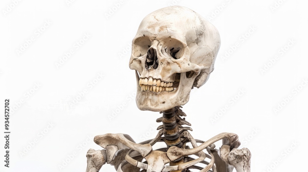 A Halloween skeleton isolated on white background