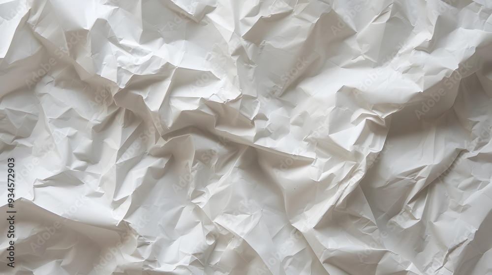 Crumpled white paper texture highlighting the intricate folds AI generated illustration Crumpled white paper texture highlighting the intricate folds AI generated illustration