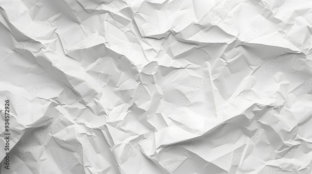 Obraz premium Crumpled white paper texture highlighting the intricate folds AI generated illustration